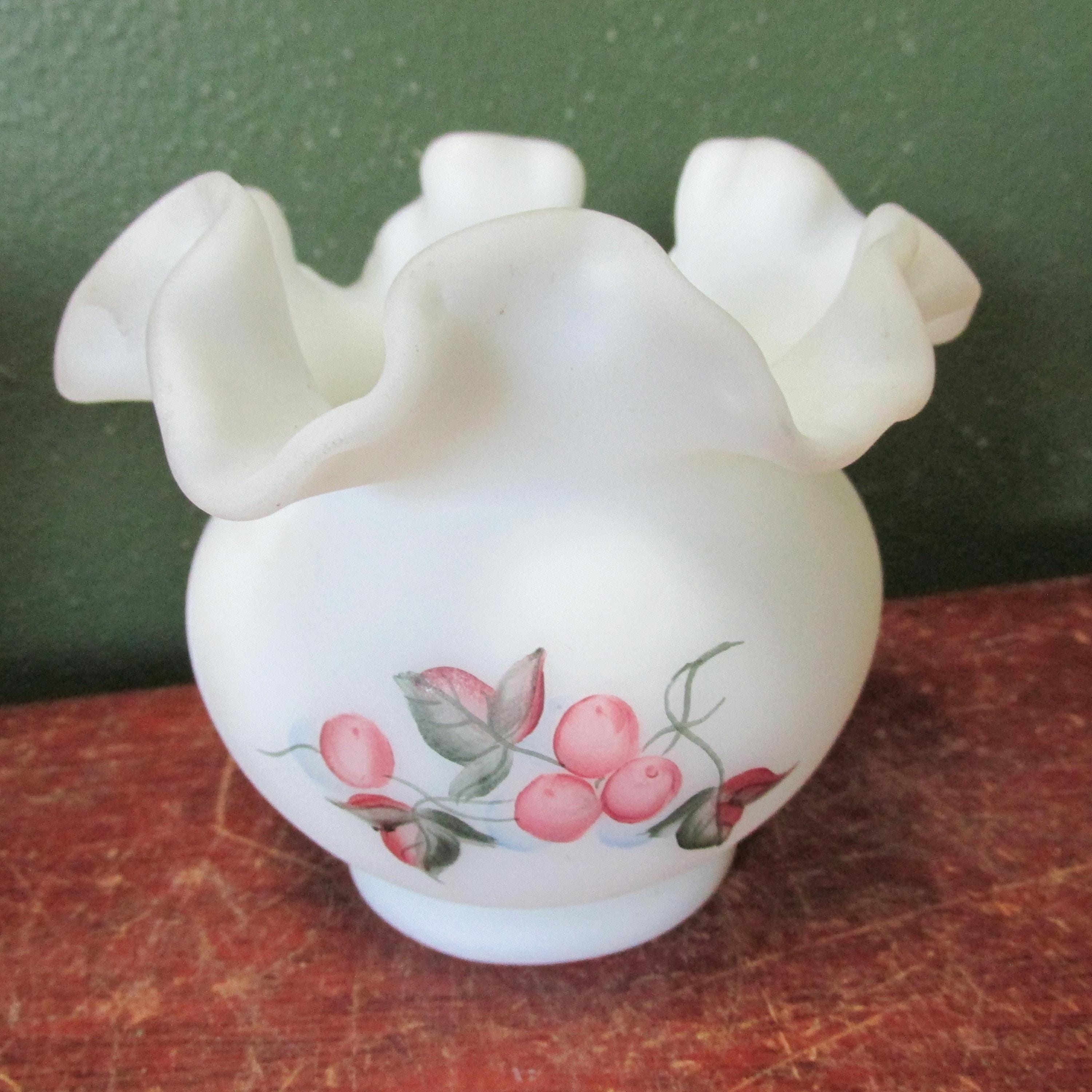 工芸品 Fenton Vaseline Uranium Custard Vase Fenton Custard