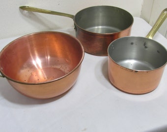 Copper Saucepans Brass Handles or Choose a Vintage Bowl