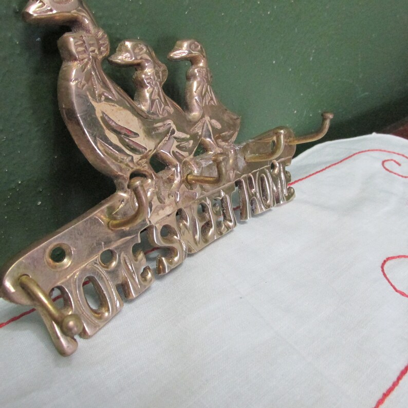 Brass Key Holder Home Sweet Home Goose Family Etsy