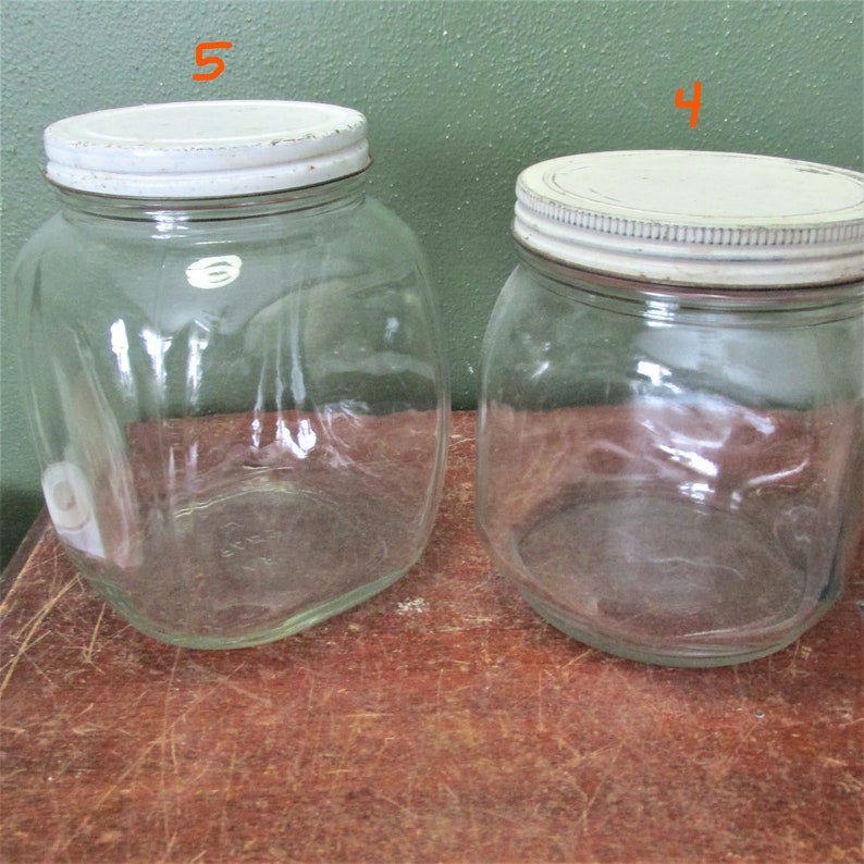 Glass Jar Metal Lid Choice of 1 Vintage Large Canister Etsy