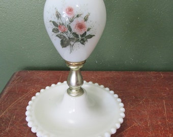 Milk Glass Lamp Vintage Boudoir Light