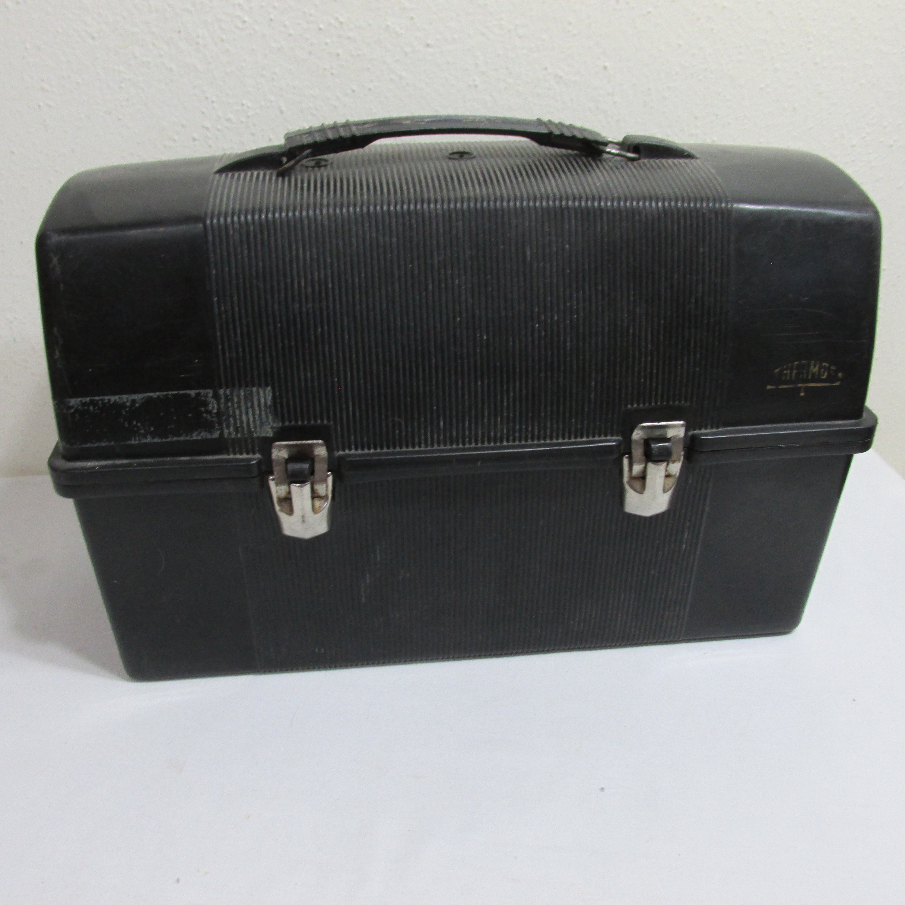 Vintage Metal Lunch Box American Thermos Products Company Dome Black  Decorated