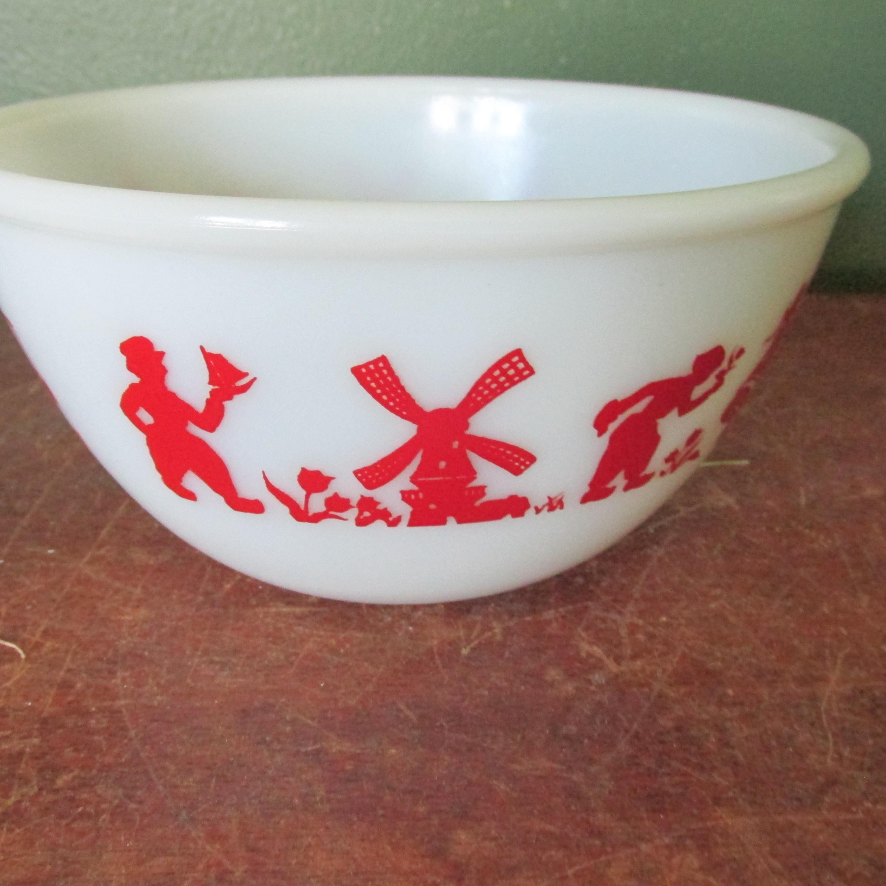Hazel Atlas Dutch Design Bowl Vintage Red and White - Etsy