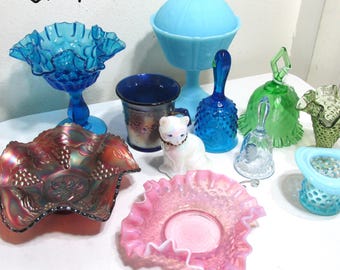 fenton opalescent ビンテージ　ガラス製 花瓶 Vintage Fenton Art Glass Cranberry Opalescent Hobnail Ruffle