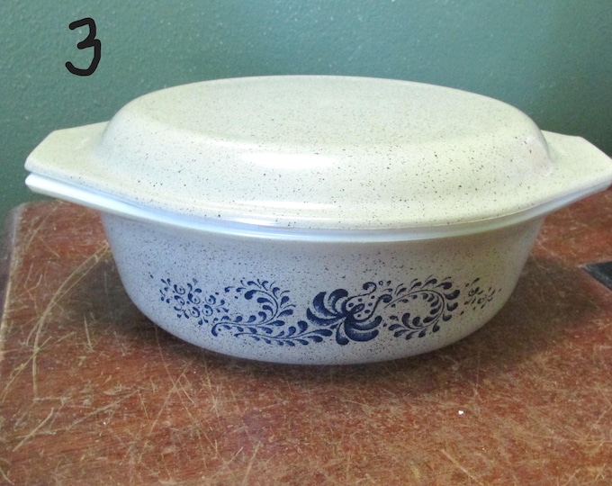 4 Vintage Pyrex Homestead Mixing Bowls Full Set of 4 Pyrex Blue Scroll ...