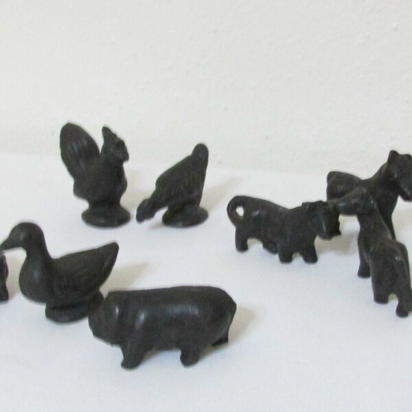 Cast Iron Farm Animals Miniatures Set of 8