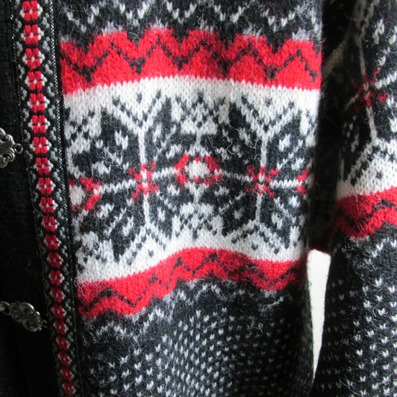 Norwegian Style Cardigan Sweater Vintage 100% She… - image 4