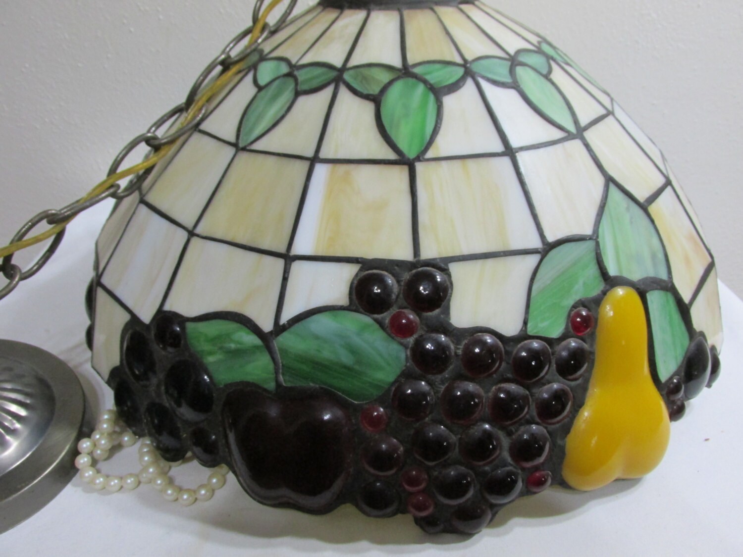 stained glass enclosed kitchen light fixture