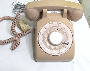 Rotary Dial Telephone Vintage WORKING Desk Style Phone Beige