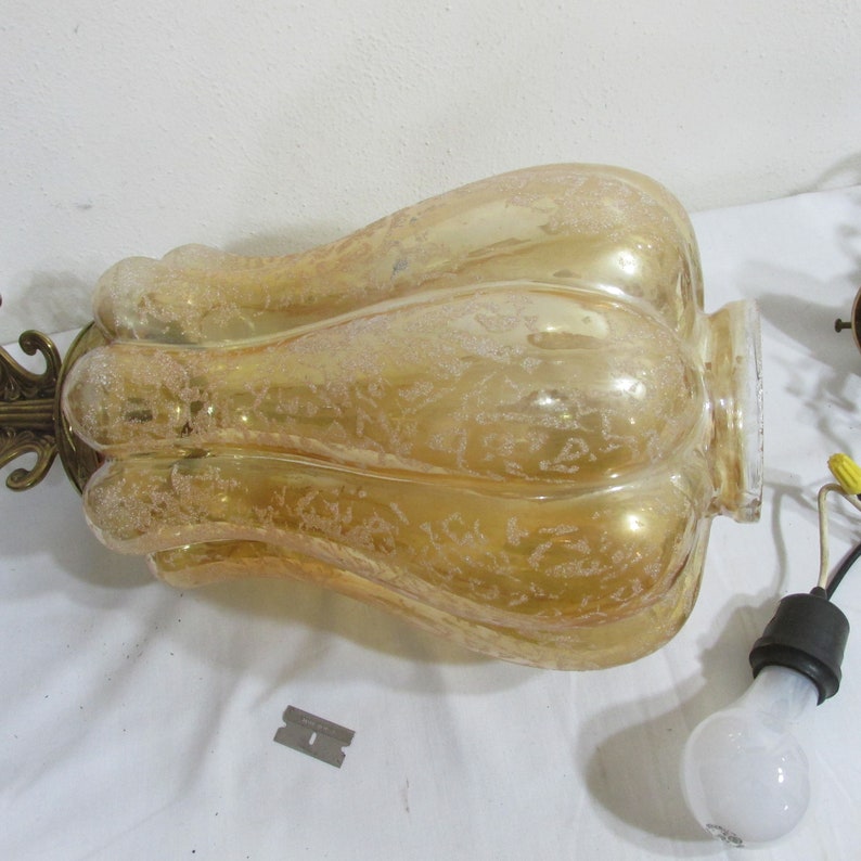 Ceiling Light Fixture Frosted Glass Globe Needs Rewiring Elegant Hollywood Regency