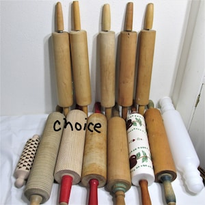 Wood Rolling Pin Vintage Choice of 1 Colored Handle
