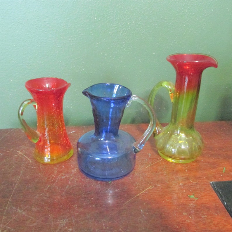 Art Glass Vintage Miniature Pitcher Bud Vase Choose 1 Etsy