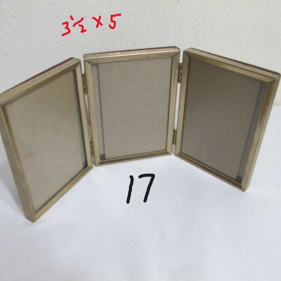 Tri-fold Picture Frames Choose Vintage Metal Hinged Set With Glass