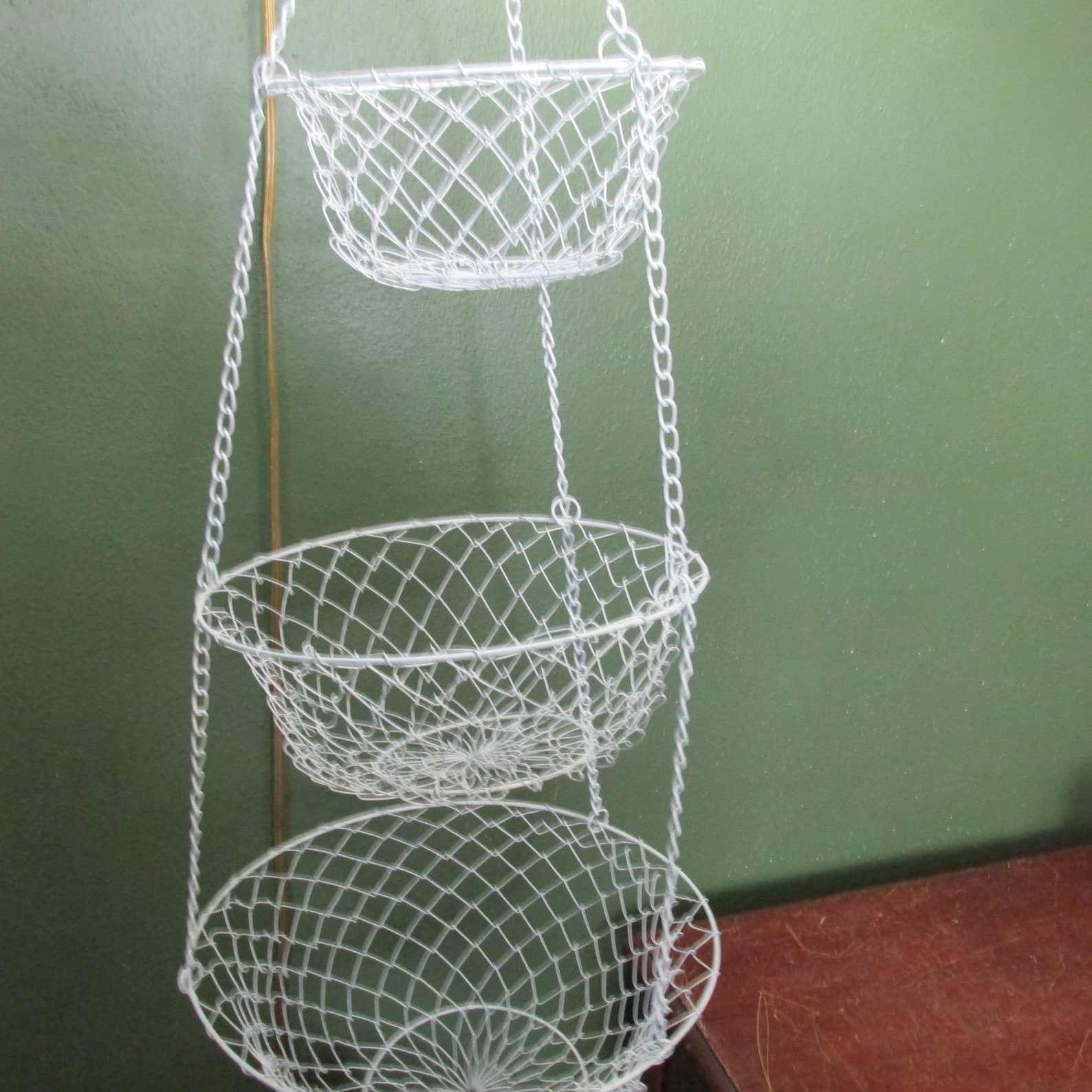Wire Mesh Baskets 3 Tiered Vintage Hanging Storage Etsy