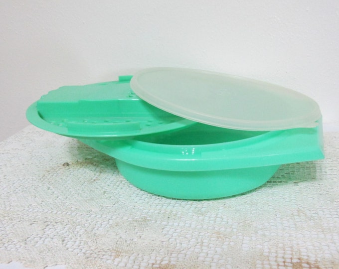 Tupperware Grater Bowl 3 Piece Set 1970s Green Etsy
