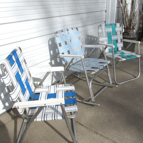 Lawn Chair Webbed Folding Aluminum Choice Vintage Sunbeam Outdoor Seat Etsy