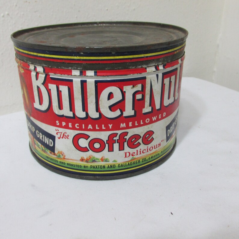 Coffee Can Butter Nut Vintage Rustic 1 Pound Container With Etsy