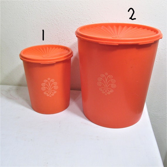 Tupperware, Canisters, Vintage Tupperware Canister Set, 6pcs, Orange,  Servalier Snap on Lids, Stackable Storage, Starburst, 