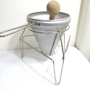 Metal Sieve on Stand Vintage with Wood Pestle
