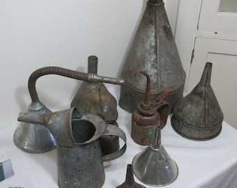 Metal Oil Funnel or Can 1 Vintage Choice Rustic and Primitive Vintage with Aged Stains
