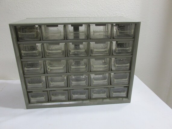 Storage Cabinet Organizer 25 Drawers Vintage Clear Plastic Etsy