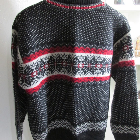 Norwegian Style Cardigan Sweater Vintage 100% She… - image 6