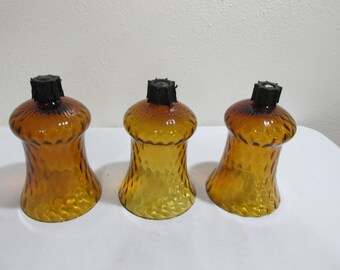 Candle Holders Amber Glass Votive Cups Set of 3
