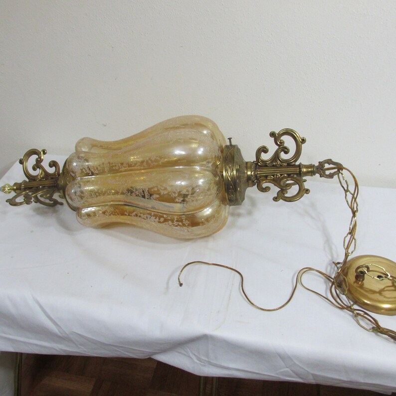 Ceiling Light Fixture Frosted Glass Globe Needs Rewiring Elegant Hollywood Regency