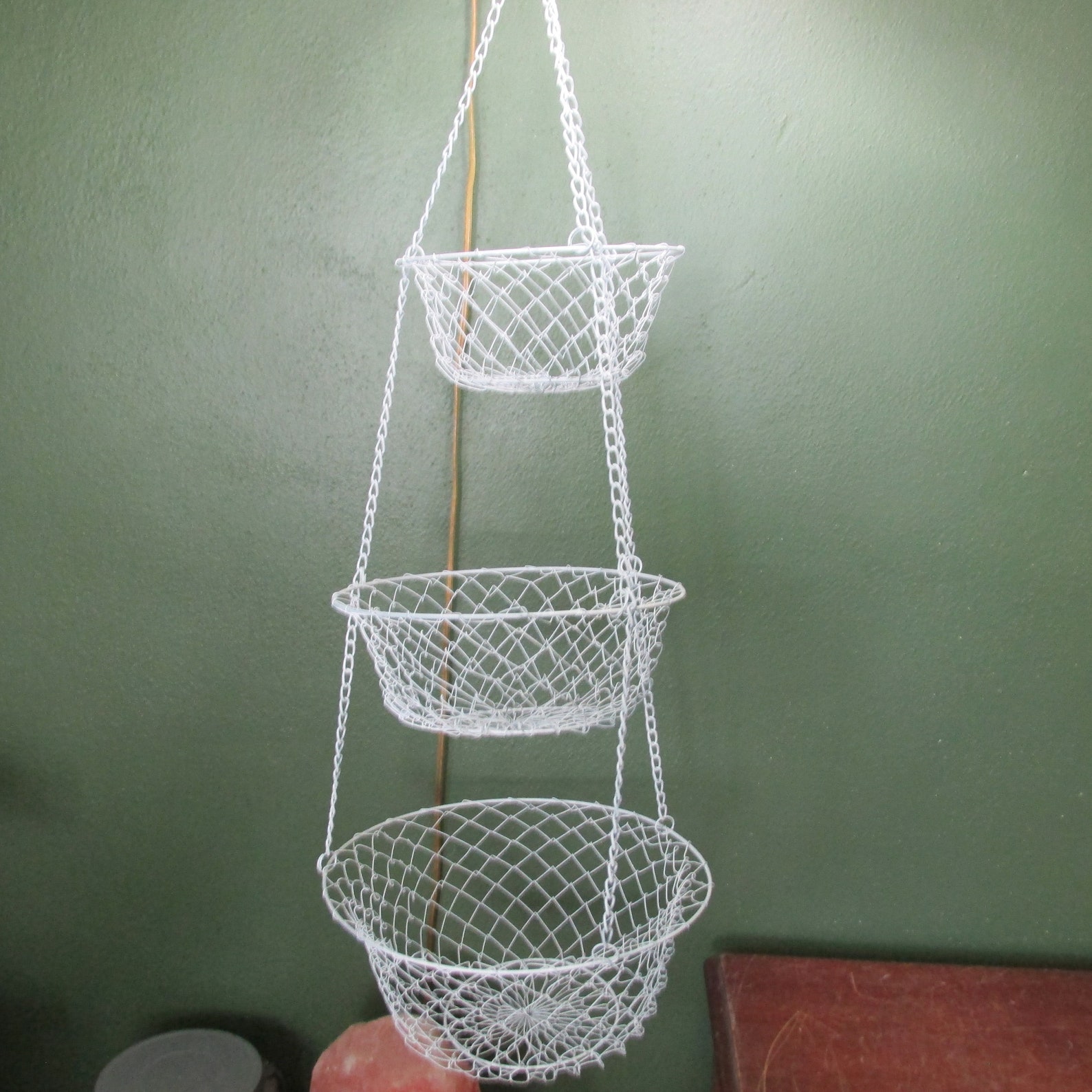 Wire Mesh Baskets 3 Tiered Vintage Hanging Storage Etsy