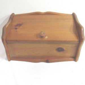 Wood Breadbox Top Lid Vintage Kitchen Storage