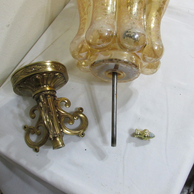 Ceiling Light Fixture Frosted Glass Globe Needs Rewiring Elegant Hollywood Regency
