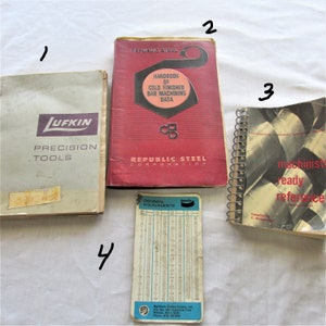 Machinist Books Catalog Vintage Choice of 1 Reference Plus Cold Finish Bar Machining Data