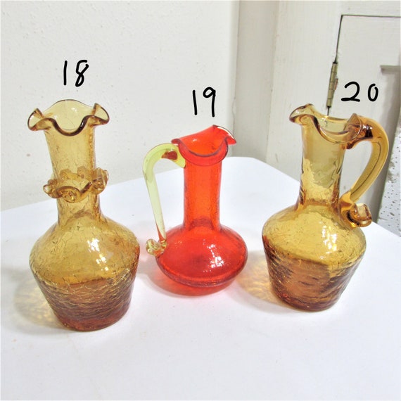 Miniature Glass Pitcher Some With Stoppers Choice of Vintage Crackle or  Others 