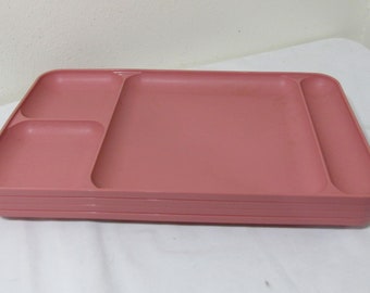 Tupperware Lunch Trays Vintage Set of 4 Pink