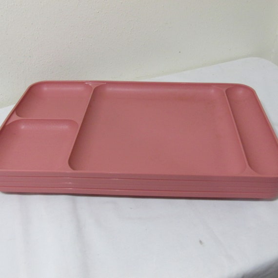 Tupperware Lunch Trays Vintage Set of 4 Pink