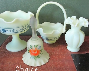 Fenton Custard  Choice Vintage Hand Painted Signed