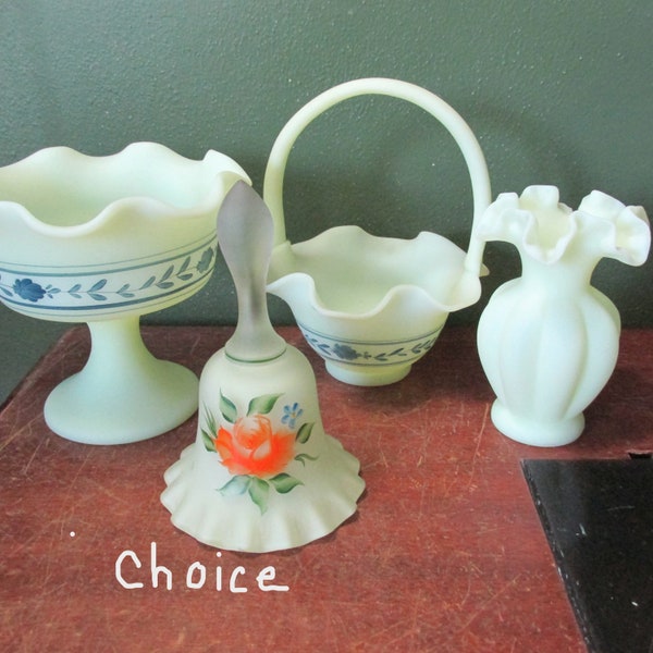 Fenton Custard  Choice Vintage Hand Painted Signed