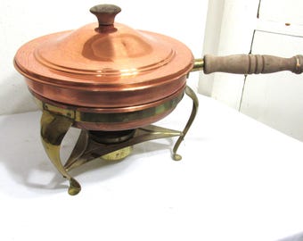 Copper and Brass Chafing Dish Vintage Warmer