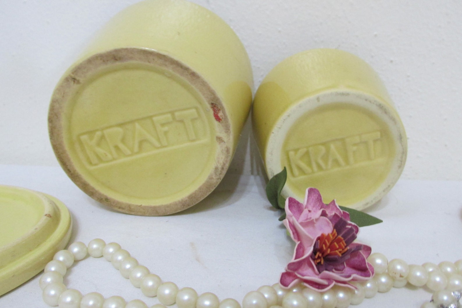 Kraft Cheese Crocks AS IS Vintage Set of 2 Yellow With Lids Etsy UK