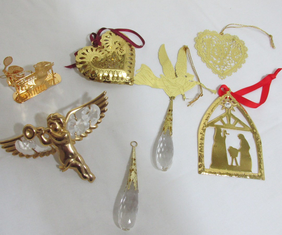 Brass Christmas Tree Ornaments Vintage Set of 7 Etsy