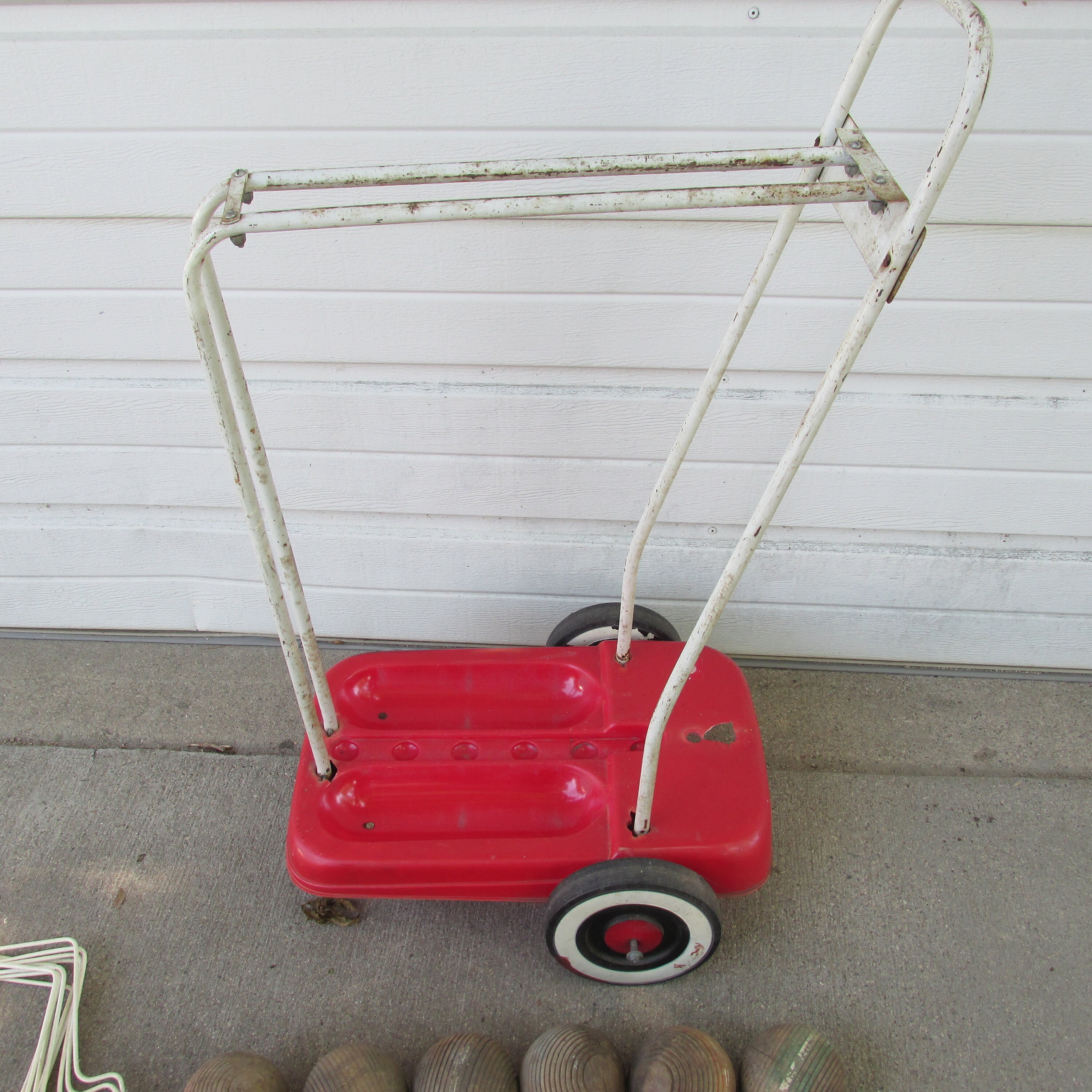 Croquet Set With Cart Vintage 5 Mallets 6 Wood Balls 9 Etsy