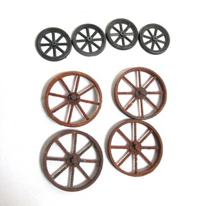 Toy Wheels Metal or hard Plastic Set of 4 Small Vintage Craft Supplies