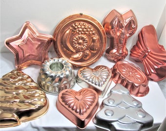 Aluminum Jello Mold Vintage Copper Colored Shapes