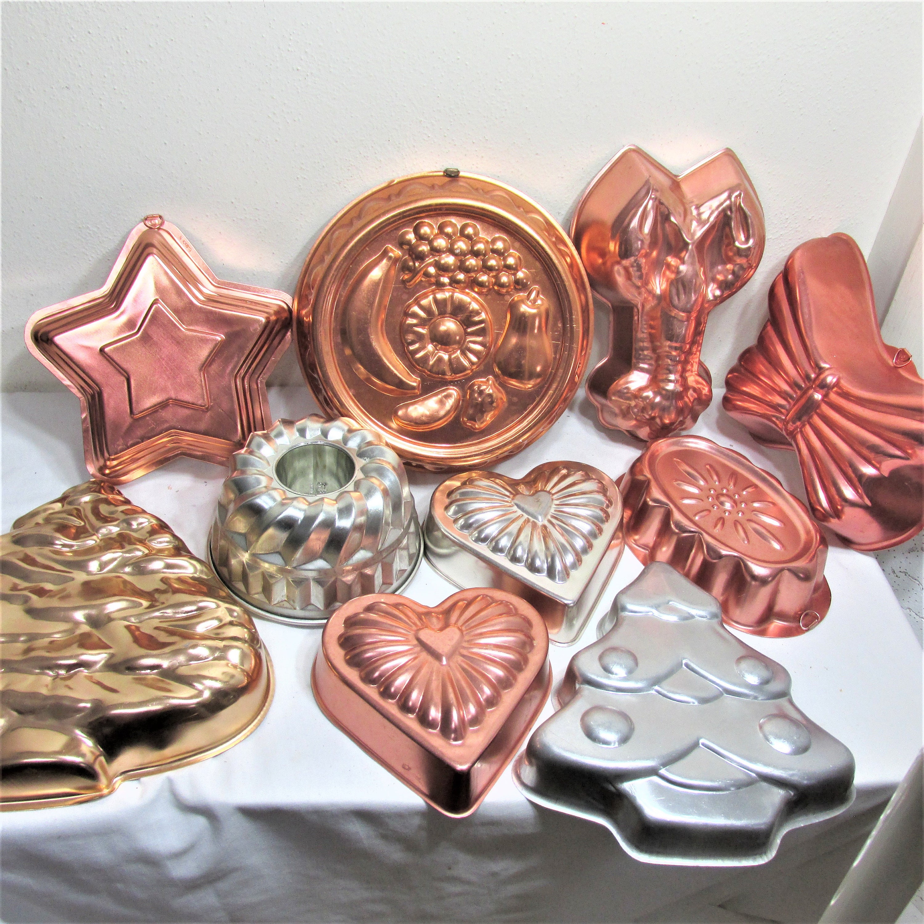 Copper Colored Aluminum HEART Mold 2.75 Cup, Jello, Heart Cake Pan 