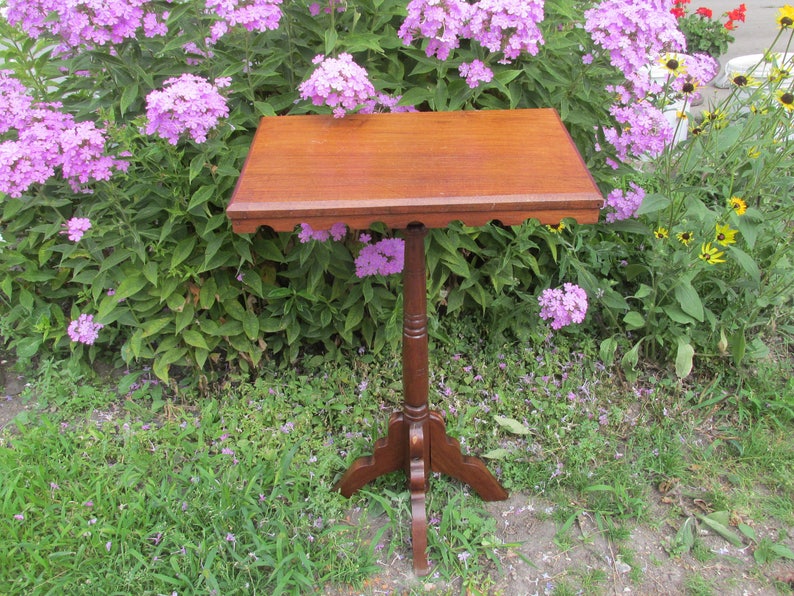 Side Table Antique Wood 29 Inch High Stand