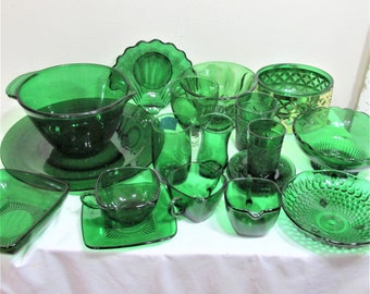 Forest Green Anchor Hocking Choice of Vintage Dishes