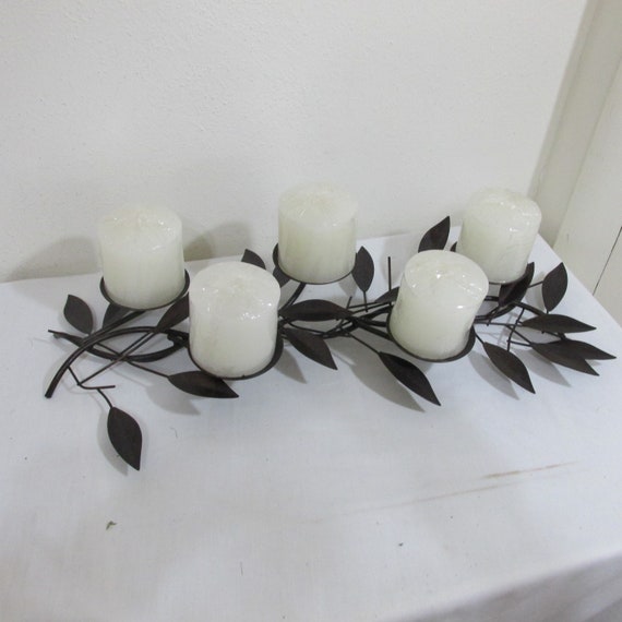 Candelabra 5 Pillar Candles Wrought Iron Fireplace Insert Or Etsy