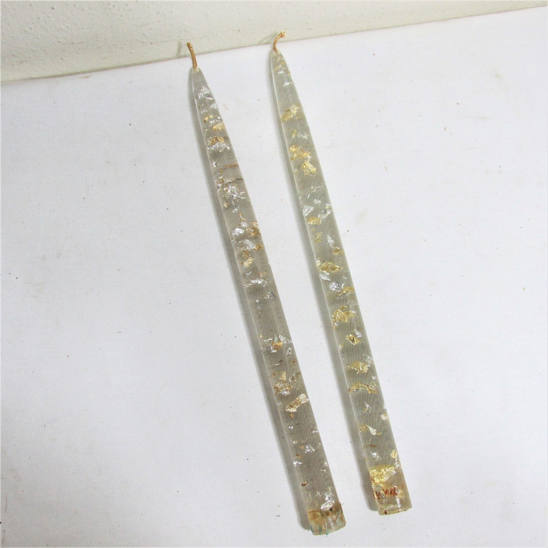 Lucite Confetti Candle With Vintage Gold and Silver Flakes No Etsy