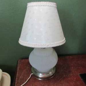 Milk Glass Lamp with Clamp on Shade Vintage Light