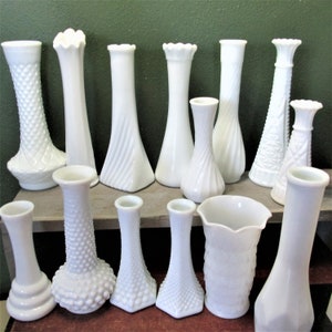 Vase Milk Glass Choice of 1 for Weddings Showers or Home Shipping Overages on Multiples will be Refunded